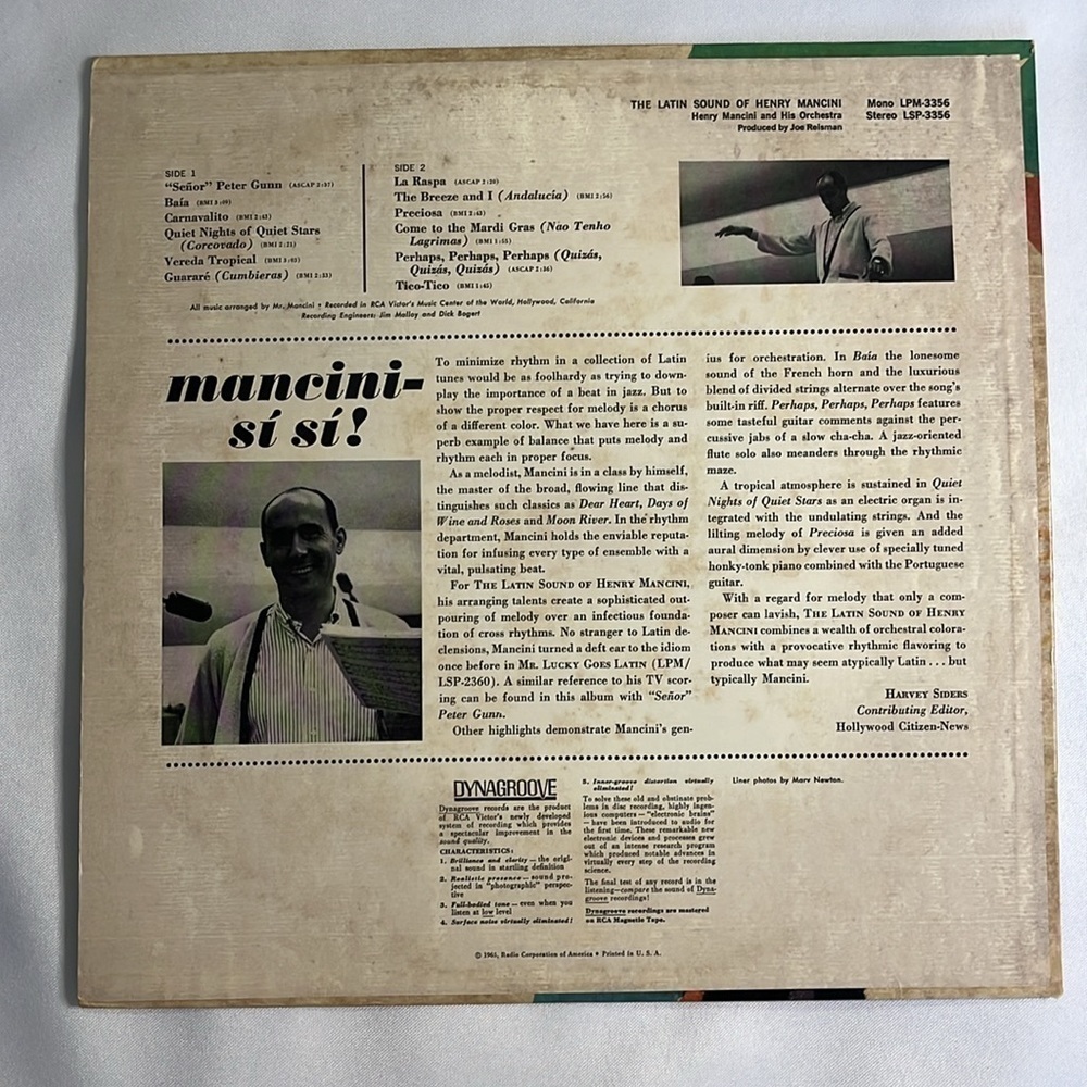 "THE LATIN SOUND OF HENRY MANCINI" VINYL RECORD ✨✨✨ - Picture 2 of 6